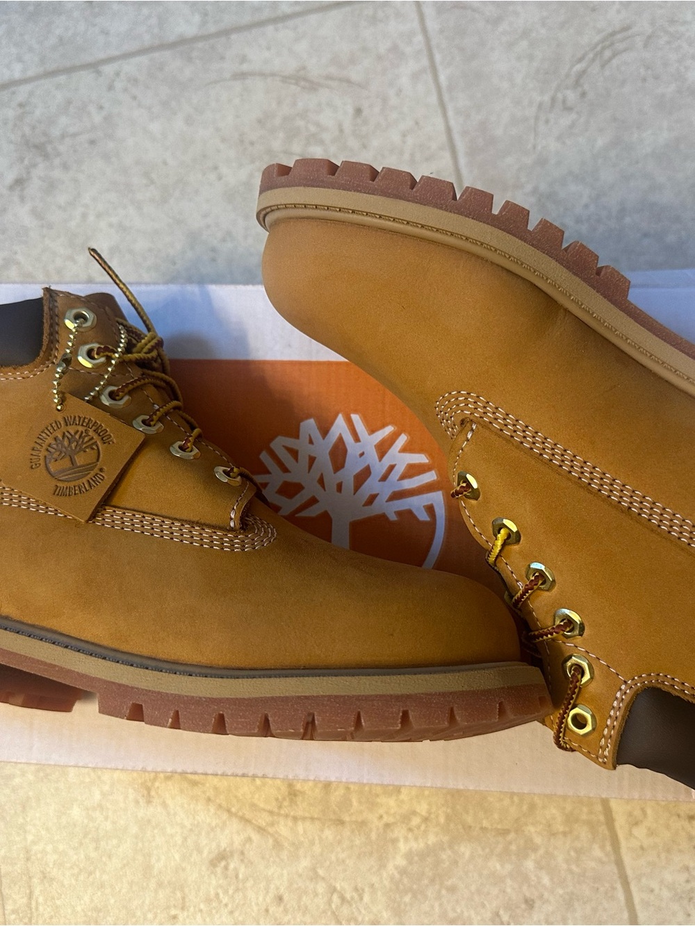 TIMBERLAND PREMIUM 6-INCH WATERPROOF BOOTS Wheat Nubuck Yellow Size